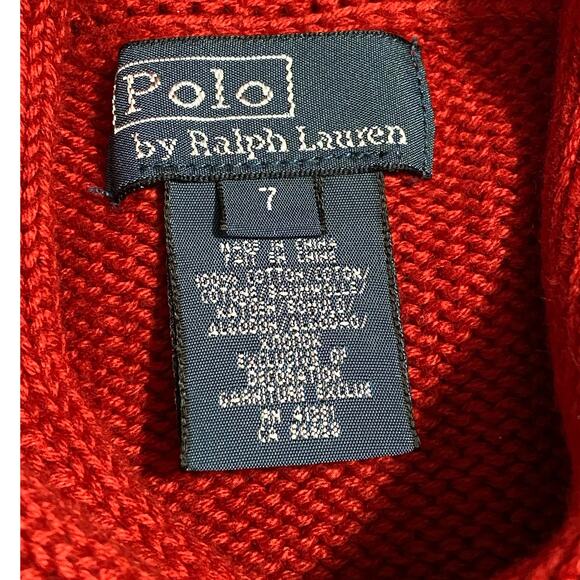 Polo Ralph Lauren Kids Red Scoop Neck Sweater Size 7 100% Cotton - Picture 6 of 9